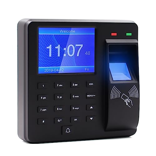 KAKAK Mitarbeiteranwesenheitsmaschine Zugangskontrolle Zeiterfassungsmaschine Fingerabdruck/Passwort/ID-Kartenerkennung Uhr mit 6,1 cm Bildschirm Mitarbeiteraufzeichnung für kleine Unternehmen und von KAKAK