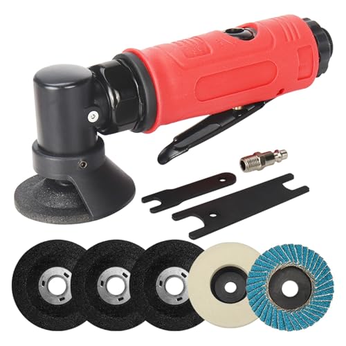Pneumatische Poliermaschine, tragbar, 5,1 cm, Mini-Luftwinkel-Stanzschleifer, 90 Grad, pneumatisches Schleifen, Poliermaschine, Graviermaschine mit Schleifscheiben, Werkzeug-Set für Holzarbeiten und von KAKAK