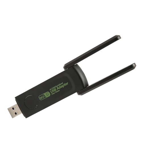 KAKAKE USB-WLAN-Adapter, Verschleißfeste Hochgeschwindigkeitsübertragung, Dual-Antenne, Stabile Leistung, USB-Netzwerkadapter, Plug-and-Play, 1300 Mbit/s, für PC KAKAKE USB-WLAN-Adapter, Verschleißfeste Hochgeschwindigkeitsübertragung, Dual-Antenne, Stabile Leistung, USB-Netzwerkadapter, Plug-and-Play, 1300 Mbit/s, für PC von KAKAKE