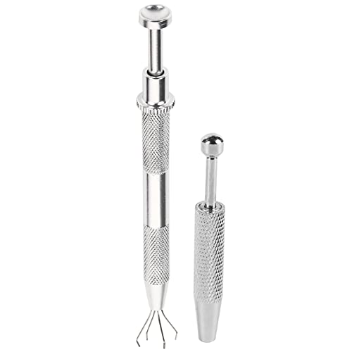 Piercing Ball Grabber Tool, Edelstahl Prong Halter, Edelstahl Juwelier Pick Up Tool mit 4 Prongs Halter Diamond Claw Tweezers, Humanized Finger Griff für Perle Uhren und Brillenreparatur von KAKAKE