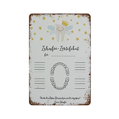 KAKALULU Zahnfee Zertifikat A4 Zahnfee zum Befüllen Metall Blechschild Wand Lady Be Kind To Your Mind Blumenfrau Büro Geschenk für Kollegin Krankenhäuser 20,3 x 30,5 cm von KAKALULU