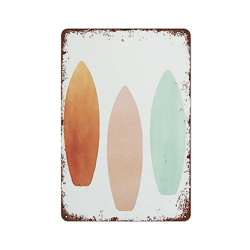 Surfboard Make Waves Kinderzimmer Surfbrett Wandkunst Kinderzimmer Strand Surf Wohnzimmer Schlafzimmer Einkaufszentrum Supermarkt Garten Interessantes Vintage-Blechschild 140 mm x 200 mm von KAKALULU
