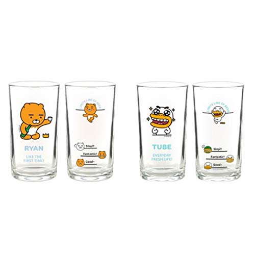 Mini klare Gläser für Alkoholgetränke, Set mit 2 (Soju-Biergläser), koreanische Soju Schnapsgläser-Set, Charaktere, Soju Bierglas, bestes Geschenk für Party, spülmaschinenfest, Klarheit, Ryan, Tube von KAKAOFRIENDS
