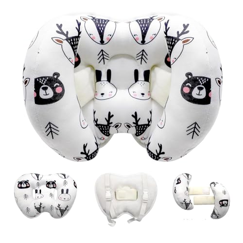 KAKIBLIN 2-in-1 Baby-Reisekissen, Bananenform, verstellbar, für Babys und Kleinkinder, Reisekissen für Kleinkinder, Jungen, Mädchen (Schwarz-weiß) von KAKIBLIN