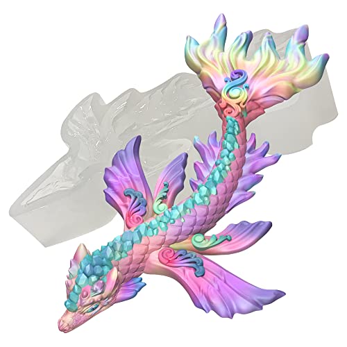 KAKIWYHHH Magischer Kristall Wasserdrache 3D Epoxidharz Silikonform für Fondant Zucker Handwerk Kuchen Topper Dekorieren Polymer Ton Gips von KAKIWYHHH