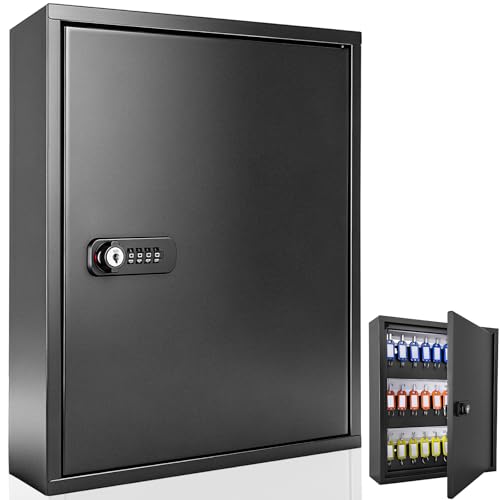 Schlüsselschrank, Schlüsselbox, Wandhalterung mit Code, Schlüssel-Organizer für Hotels, Büros, Eigentumsverwaltung, Wohnungskomplexe, Autoplätze und Autowerkstätten (64 Tasten, schwarz) von KAKO