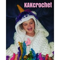 Gehäkelte Einhorn Kapuzendecke Glitzernde Fransen, Kleinkind Bis Erwachsene von KAKcrochet