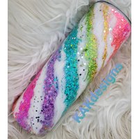Regenbogen-Glitzer Getauchter Becher // Heller Regenbogen-Marmor-Glitzer-Wirbelbecher Heller Regenbogenbecher Personalisierter Mit Namen/Bild Zitat von KAKcrochet