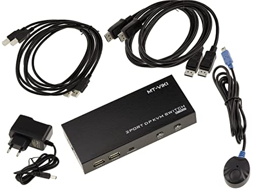 KALEA-INFORMATIQUE Automatischer KVM-Switch für 2 PCs mit DISPLAYPORT 4K 60Hz Monitor und USB-Tastatur und -Maus. Mit Fernbedienung, Netzteil und Kabeln - ULTRA HD 4K 60Hz. von KALEA-INFORMATIQUE