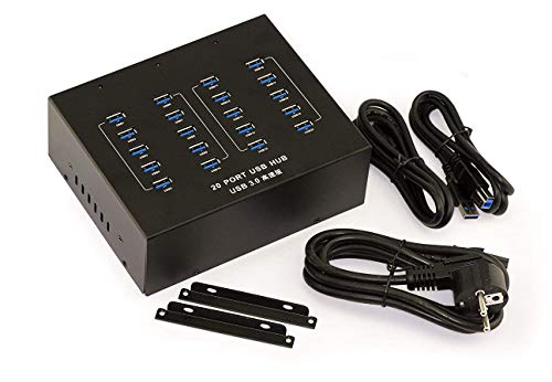 KALEA-INFORMATIQUE USB-Ladestation und -HUB des Industrietyps. 20 USB 3.0 5G Ports mit 20A Netzteil. Stellbar oder Rack-fähig. von KALEA-INFORMATIQUE
