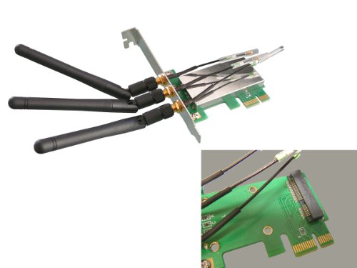 KALEA-INFORMATIQUE Mini PCI Express auf PCI Express Adapter, um eine MiniPCIe-Karte in einen PCIe-Steckplatz einzubauen, mit Antennen für die Verwendung mit Wireless-Karten. von KALEA-INFORMATIQUE