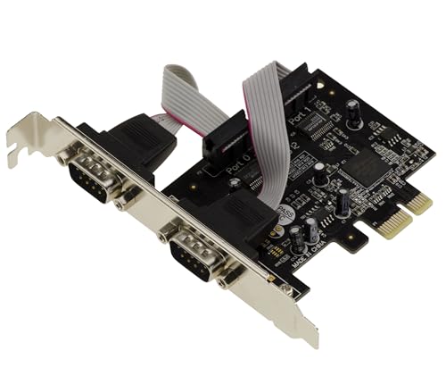 KALEA-INFORMATIQUE PCI Express PCIe Serial RS232 Controller-Karte mit 2 Ports und Oxford OXPCIe952 Chipsatz. Low und HIGH Profile Winkelstücke. von KALEA-INFORMATIQUE