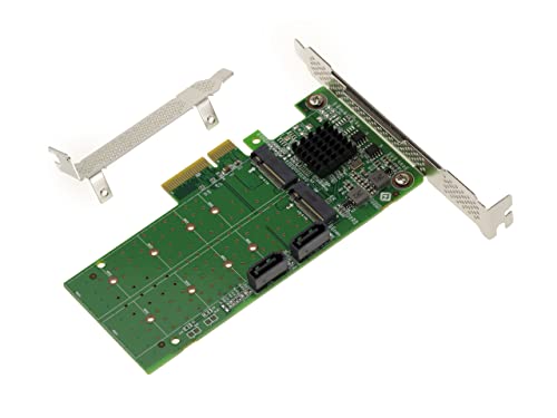 KALEA-INFORMATIQUE PCIe 2.0 Karte 2X SSD M2 Typ SATA und 2X HDD SATA 3.0 6G mit Chipsatz Marvell 88SE9215 - High und Low Profile. von KALEA-INFORMATIQUE