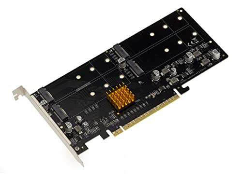 KALEA-INFORMATIQUE PCIe x16 M2-Controller-Karte für 4 M.2 NVMe M Key SSDs mit ASM2824 Chipsatz. von KALEA-INFORMATIQUE