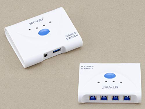 KALEA-INFORMATIQUE USB 3.0 Switch mit 4 Ports. Mit Netzteil, zur gemeinsamen Nutzung eines USB3-Geräts auf vier verschiedenen PCs. von KALEA-INFORMATIQUE