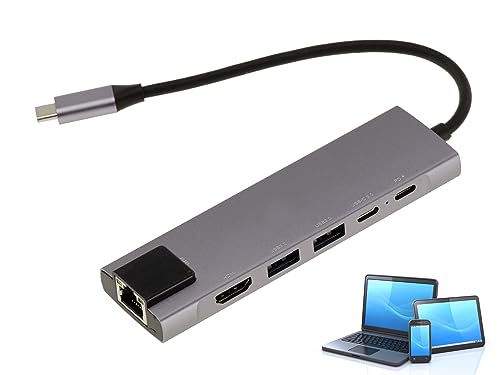 KALEA-INFORMATIQUE USB C-auf-HDMI-Adapter aus Aluminium für Gigabit-LAN RJ45 und USB C Power Delivery Hub für Computer oder Smartphones. KALEA-INFORMATIQUE USB C-auf-HDMI-Adapter aus Aluminium für Gigabit-LAN RJ45 und USB C Power Delivery Hub für Computer oder Smartphones. von KALEA-INFORMATIQUE