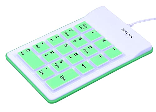 KALEA-INFORMATIQUE USB-Zusatztastatur aus Silikon mit 19 Tasten. Farbe GRÜN, spritzwassergeschützt. Mit einziehbarer Schnur. von KALEA-INFORMATIQUE