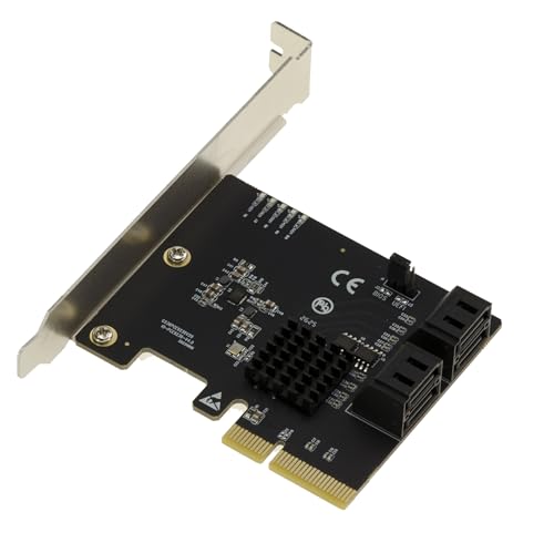 Kalea-INFORMATIQUE PCIe-Controller-Karte, 4 Ports SATA 3 6G mit Unterstützung UEFI Chipsatz Marvell 88SE9236 – Hardware Raid 0 1 10 von KALEA-INFORMATIQUE