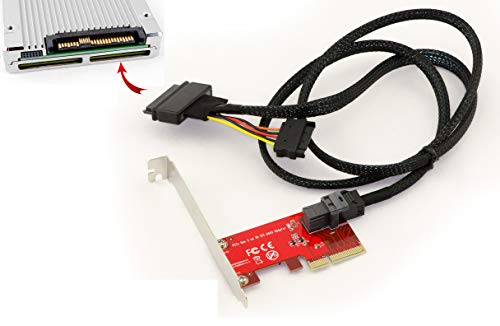KALEA-INFORMATIQUE PCIe x4 Controller-Karte für U.2 NVMe SSD (U2 68Pin SFF-8639) - 1m Kabel - Low UND HIGH Profile Squares. von KALEA-INFORMATIQUE
