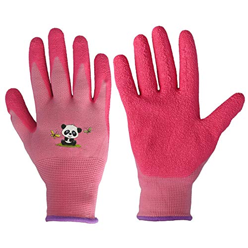 KALEAS Kinder Gartenhandschuh Arbeitshandschuh Strickhandschuh mit Latexbeschichtung rutschfest atmungsaktiv ab 3 Jahren 1 Paar (23012) (4 (3-6 Jahre), rosé-pink) von KALEAS