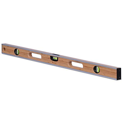 Kaleas Bambus Wasserwaage verfügbar in 40cm / 70cm / 100cm, mit 3-fach Libellen 0.5mm/m, massives Bambus-Leimholz, Schutzkanten aus Aluminium, robuste Endkappen, rundum ablesbar (100cm) von KALEAS