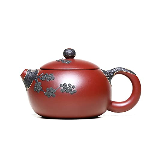 Echte Yixing Purple Clay handbemalte Kiefernbaum Xi Shi Teekanne, handgefertigte Da Hong Pao Zisha Teekanne, 250 ml, hergestellt von Meister Jiang Li Ming von KALEFUCHA