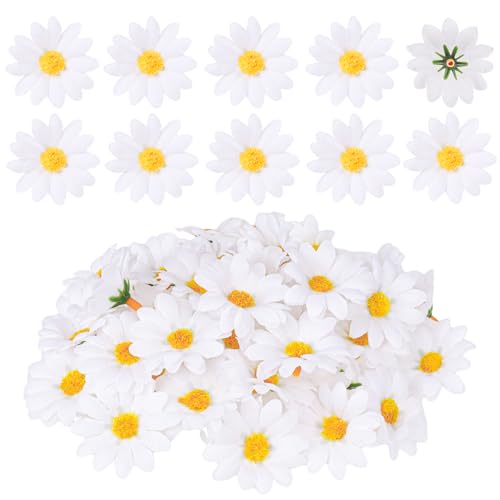 100 Stück Künstliche Gänseblümchen, Kleine Gänseblümchen dekorative Gänseblümchen-Blumendekoration künstliche weiße Gänseblümchen dekorative Party-Hochzeits-Tischdekoration für Heimwerken und Basteln von KALIONE