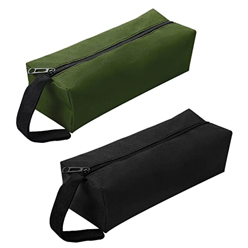 2 Stück Kleine Tragbare Werkzeugtasche Wasserdicht Reißverschluss Aufbewahrungstasche Mehrzweck Verschleißfest Segeltuch Tool Bag(Schwarz&Grün) von KALIONE