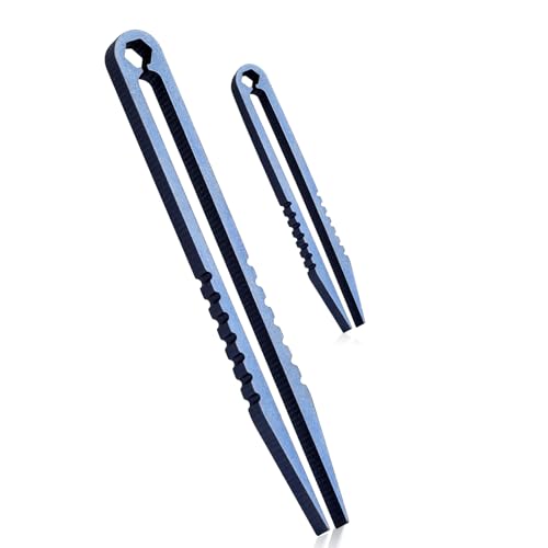 2 Stück Professioneller Edelstahl Pinzette Tragbar Pinzette Titanpinzetten EDC-Pinzetten Präzisionspinzetten tragbare kleine Pinzetten zum Aufheben von Pinzetten für Camping und Outdoor-Gadgets (blau) von KALIONE