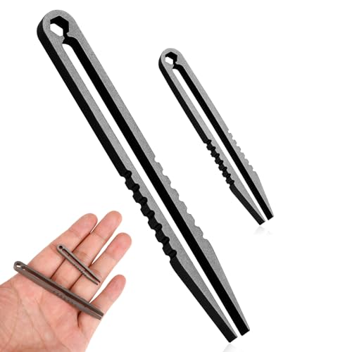 2 Stück Mini-Titanpinzetten, tragbare Titanpinzetten, Reise-EDC-Pinzetten, Legierungspinzetten, Survival-Pick-Up-Pinzetten, tragbare kleine Pinzetten, EDC-Werkzeuge und Gadgets(Schwarz) von KALIONE