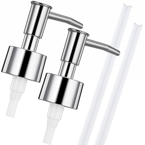 2 Stück Seifenspender Pumpkopf Ersatzpumpe Kunststoff Seifenspender Pumpe Seifenspenders Aufsatz für Seifenpumpe in Küche und Badezimmer (Silber) von KALIONE