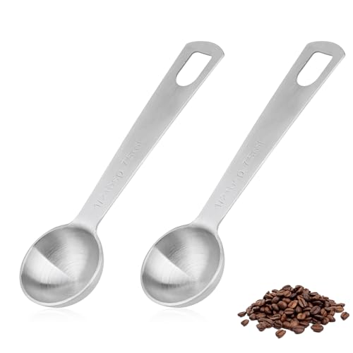 2 Esslöffel aus Edelstahl, Kaffeelöffel Portionierer, Kaffeemesslöffel, kleiner Metalllöffel, Kaffeelöffel für gemahlenen Kaffee, Löffel aus Edelstahl(7.5ml) von KALIONE