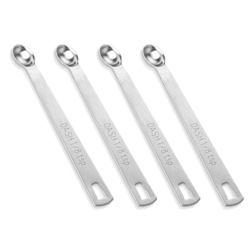 4 Stück einzelner Messlöffel, kleiner Messlöffel aus Edelstahl, Mini-Messlöffel(1/8 Teaspoon) von KALIONE