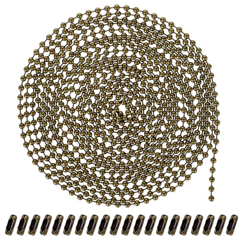 KALIONE 5M Kugelkette Kugelperlenkette Bronze Metallperlenkette Deckenventilator Zugkette 3.2mm Perlenrollo Zugkette Verlängerung Metallperlen Rollokette mit 25 Passenden Anschlüssen KALIONE 5M Kugelkette Kugelperlenkette Bronze Metallperlenkette Deckenventilator Zugkette 3.2mm Perlenrollo Zugkette Verlängerung Metallperlen Rollokette mit 25 Passenden Anschlüssen von KALIONE