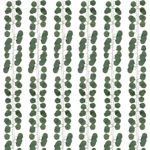 KALIONE 6 Stück Eukalyptus Girlande, künstliche Hängepflanzen grüne Eukalyptusblätter künstliche Eukalyptusblätter Hängedekoration für Hochzeit Tischdekoration Zuhause Badezimmer Party-Dekorationen von KALIONE