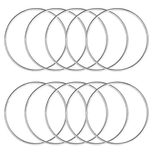 KALIONE Metallringe zum Basteln 10 Stück 5cm Silber Metallringe Metall Ringe Deko für Traumfänger Ring, Makramee Ring, Wickeltechnik, Floristik,Hochzeitskranz,Hoops von KALIONE