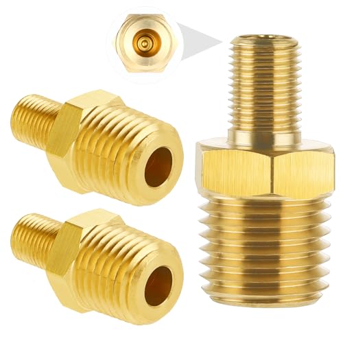 Messing Luftpumpenadapter mit Ventilschaft innen, 3 Stück 1/4" NPT (m) auf Standard Schrader Ventil (m) für Tragbaren Auto Luftkompressor/Pumpe, tragbarer Luftschlauch-Luftspannfutter von KALIONE