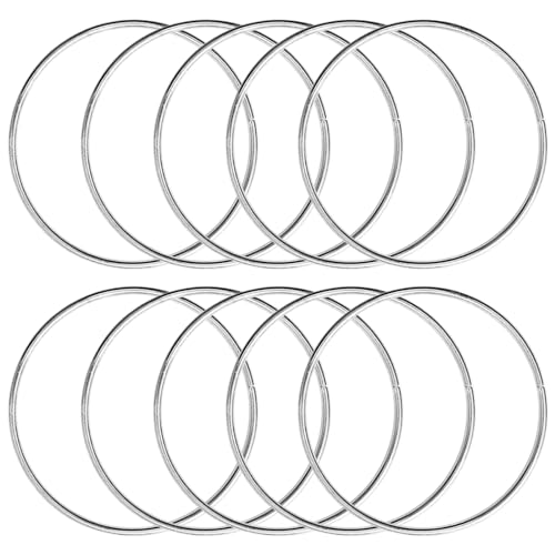 KALIONE Metallringe zum Basteln 10 Stück 20cm Silber Metallringe Metall Ringe Deko für Traumfänger Ring, Makramee Ring, Wickeltechnik, Floristik,Hochzeitskranz,Hoops von KALIONE