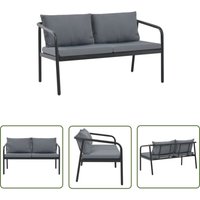 The Living Store 2-Sitzer-Gartenbank mit Auflagen Grau Aluminium - Aluminium Gartenmöbel - Outdoor Sofa - Gartensofa Grau - 2er Set - Lounge Möbel von KALISSE