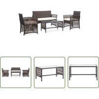 The Living Store 4-tlg. Garten-Lounge-Set mit Auflage Poly Rattan Braun - Gartenmöbel - Loungesessel - Outdoor Möbel - Rattan Gartenmöbel von KALISSE