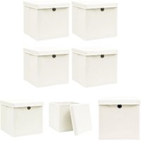 The Living Store Aufbewahrungsboxen mit Deckeln 4 Stk. Weiß 32x32x32 cm Stoff - Ordnungshelfer - Weiß The Living Store Aufbewahrungsboxen mit Deckeln 4 Stk. Weiß 32x32x32 cm Stoff - Ordnungshelfer - Weiß von KALISSE