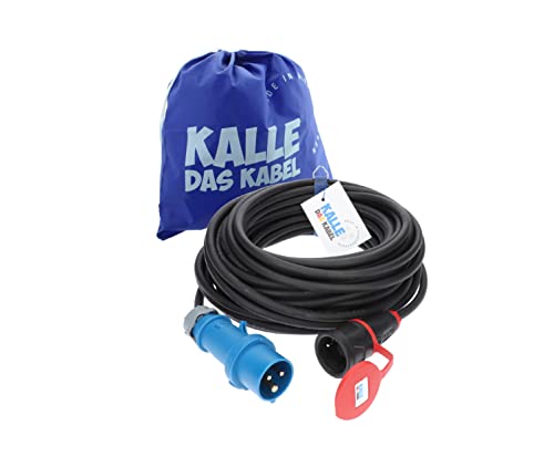 CEE Adapterleitung KALLE Blue CEE Stecker auf Schuko Kupplung 3G 1,5mm² 230V 16A von KALLE DAS KABEL 50 Meter von KALLE DAS KABEL