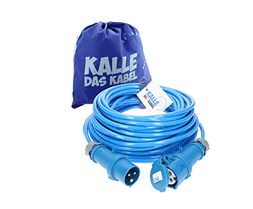 CEE-Verlängerung 230V H07BQ-F 3G 2,5 mm² Vollpur-Premium-Leitung von KALLE DAS KABEL für Industrie Bau Boot Womo Camping mit 15 Jahren Garantie 20 Meter von KALLE DAS KABEL