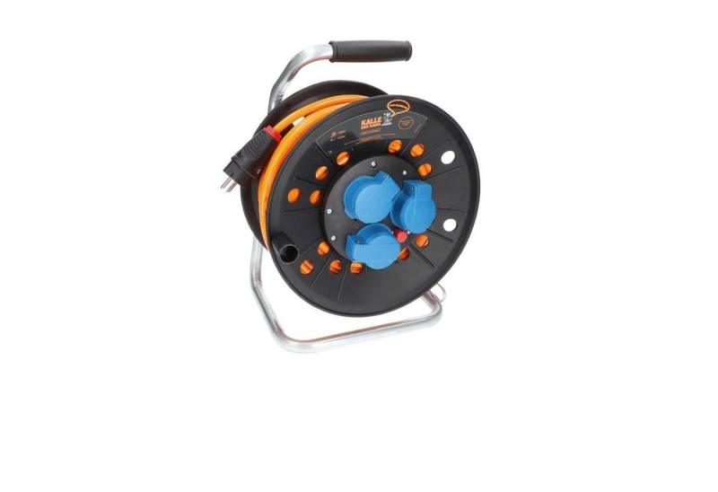 KALLE DAS KABEL Kalle Kabeltrommel Schuko 2,5 mm² Extreme Signal Orange IP44 25 Meter Kabeltrommel (Kabellänge 2500 m) von KALLE DAS KABEL