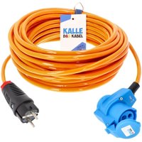 Kalle Adapterkabel Schuko 2,5mm² auf CEE 230V Winkel Extreme Signal Orange IP44 15 Meter von KALLE DAS KABEL