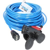 Kalle Das Kabel - Kalle Verlängerungskabel Schuko 2,5mm² 3-Fach Kupplung Extreme Blau IP44 25 Meter von KALLE DAS KABEL