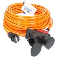 Kalle Verlängerungskabel Schuko 2,5mm² 3-Fach Kupplung Extreme Signal Orange IP44 20 Meter von KALLE DAS KABEL