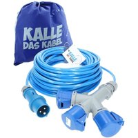 Kalle Verlängerungskabel cee 230V 16A 2,5mm² 3-Fach Kupplung Extreme Blau IP44 40 Meter von KALLE DAS KABEL