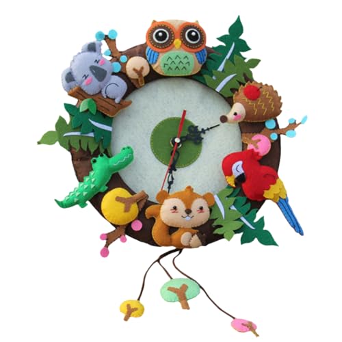 KALLORY 1 Satz Cartoon DIY Materialbeutel Uhren Für Die Wohnzimmerdekoration Handgefertigtes Material Uhrenmaterial Selber Machen Materialbeutel Selber Machen Handwerksbedarf Bunt Vlies von KALLORY