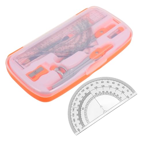 KALLORY 1 Satz Satz Briefpapier-kompass-Set Herrscher Für Geometrie-Toolkit Kompasse Für Geometrie Geometrie-kit Winkelmesser Und Kompass Lineale Schulmaterial-kit Orange Legierung von KALLORY